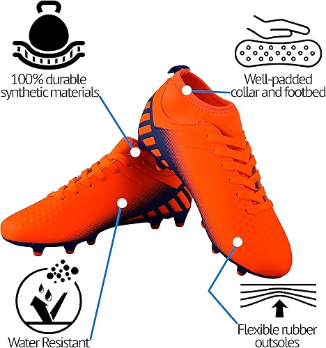 Santos Junior FG Mid Cut Soccer Shoes - Orange/Blue - Vizari Sports