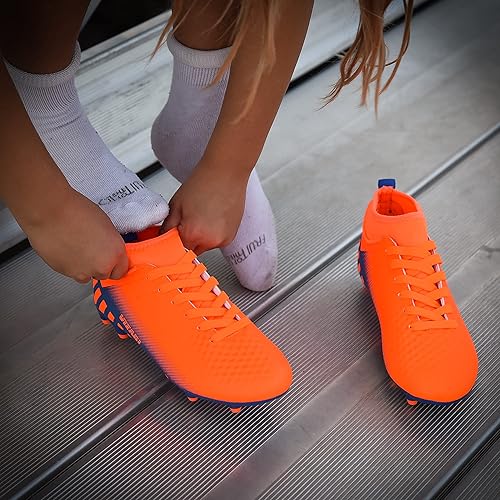 Santos Junior FG Mid Cut Soccer Shoes - Orange/Blue - Vizari Sports