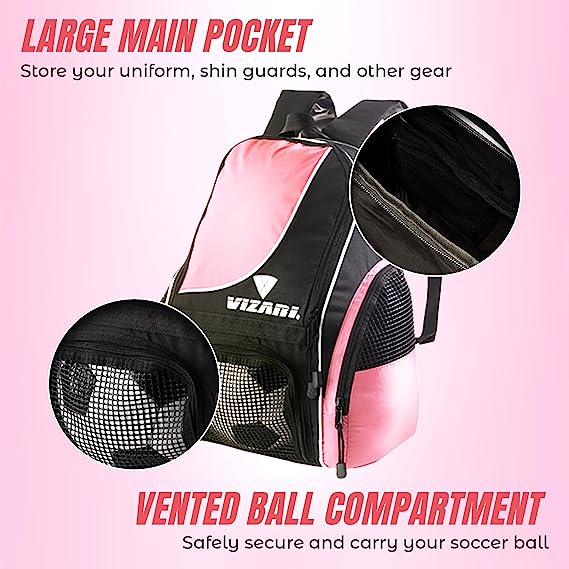 Solano Soccer Sport Backpack-Pink - Vizari Sports