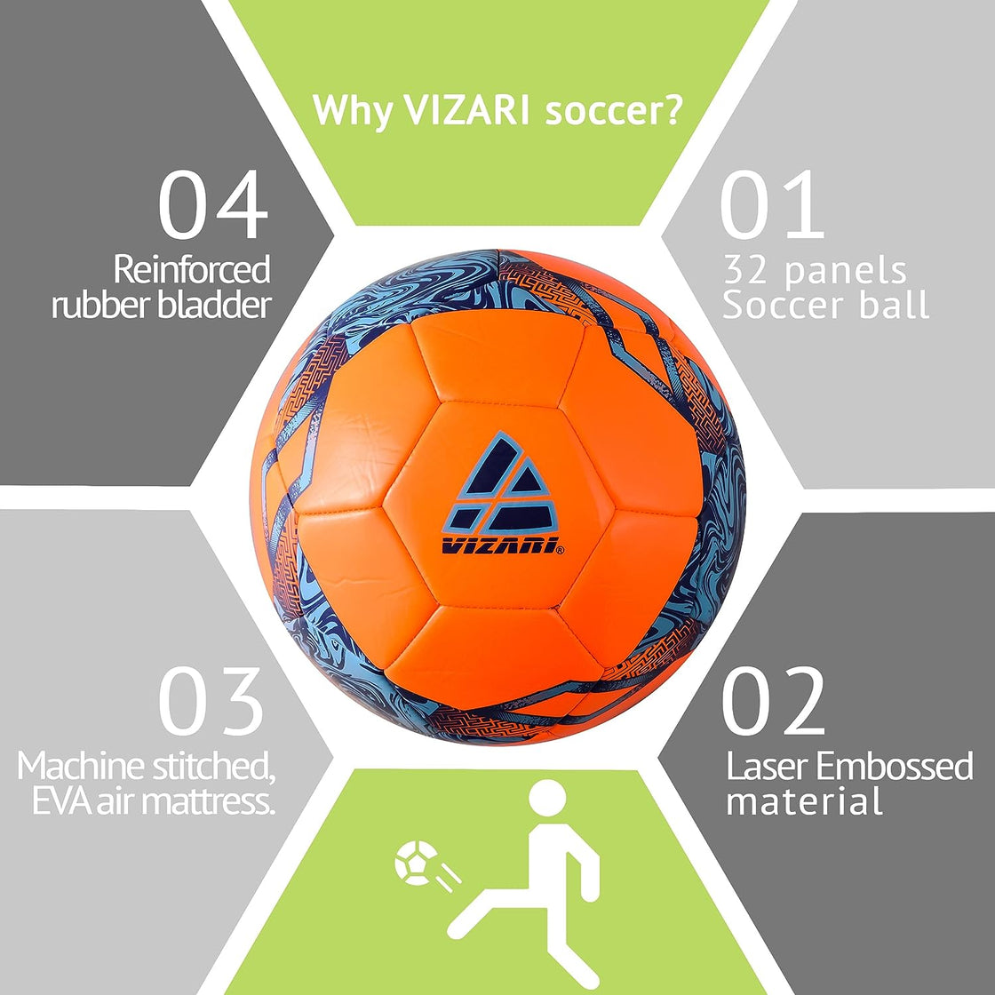Toledo Soccer Ball-Orange/Blue - Vizari Sports
