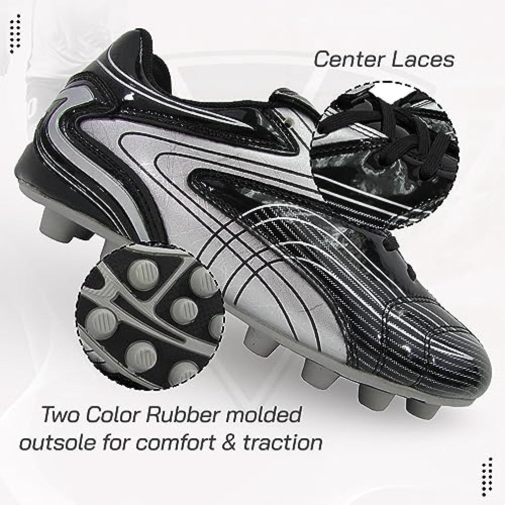 Striker Firm Ground Soccer Shoes -Black/Silver - Vizari Sports