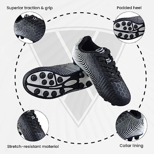 Youth Stealth Firm Ground Soccer Shoes -Black/White - Vizari Sports