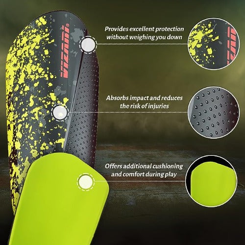 Elite Soccer Shin Guard with Compression Sleeve-Black/Yellow/Red - Vizari Sports