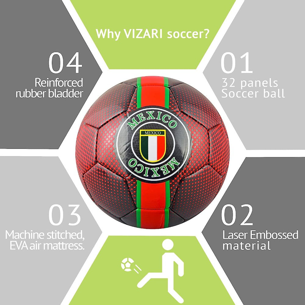 Y18 Mexico Soccer Ball-Black - Vizari Sports