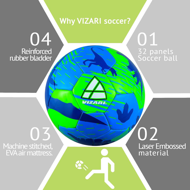 Vizari Dino Soccer Ball – Green/Blue