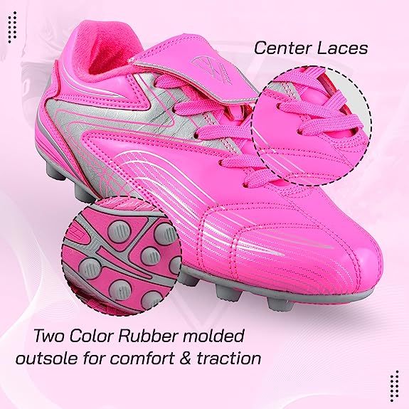Striker Firm Ground Soccer Shoes -Pink/Silver - Vizari Sports