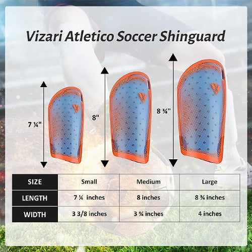 Atletico Soccer Shin Guard with Compression Pocket Sleeve - Orange/Blue