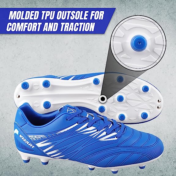 Valencia Firm Ground Soccer Cleats - Royal/White