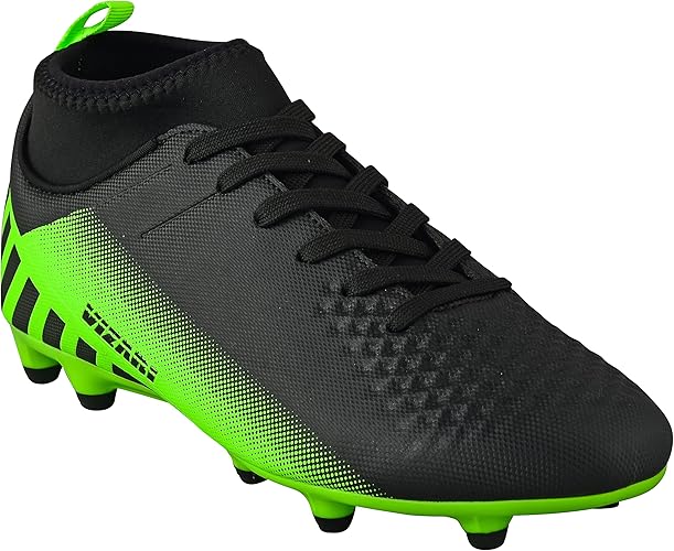Santos Junior FG Mid Cut Soccer Shoes - Black/Green - Vizari Sports