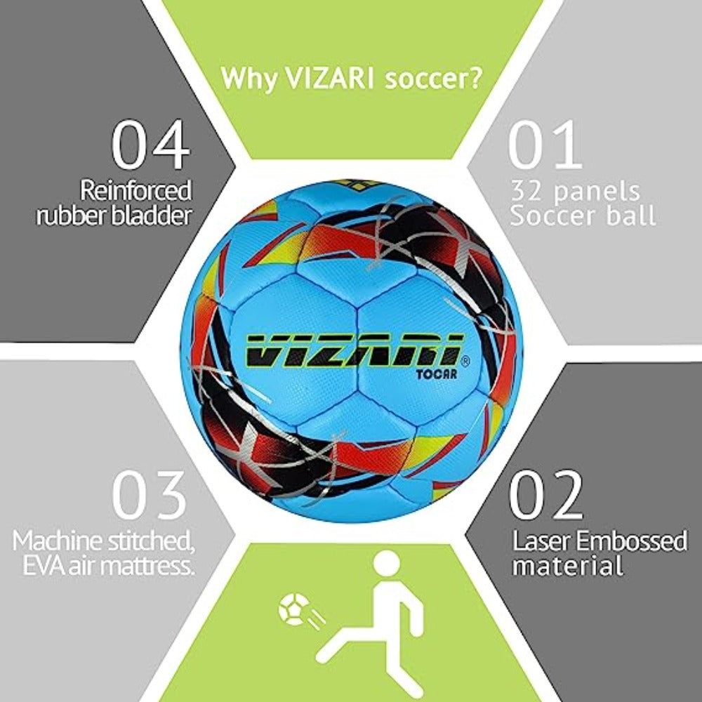 Tocar Premium Hand Stitched Soccer Ball-Zima Blue