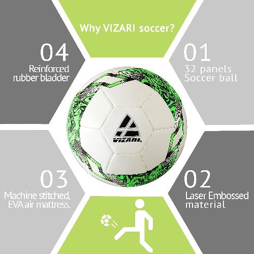 Toledo Soccer Ball-White/Neon Green - Vizari Sports