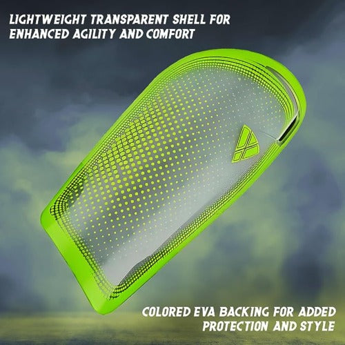 Atletico Soccer Shin Guard with Compression Pocket Sleeve - Green/Grey