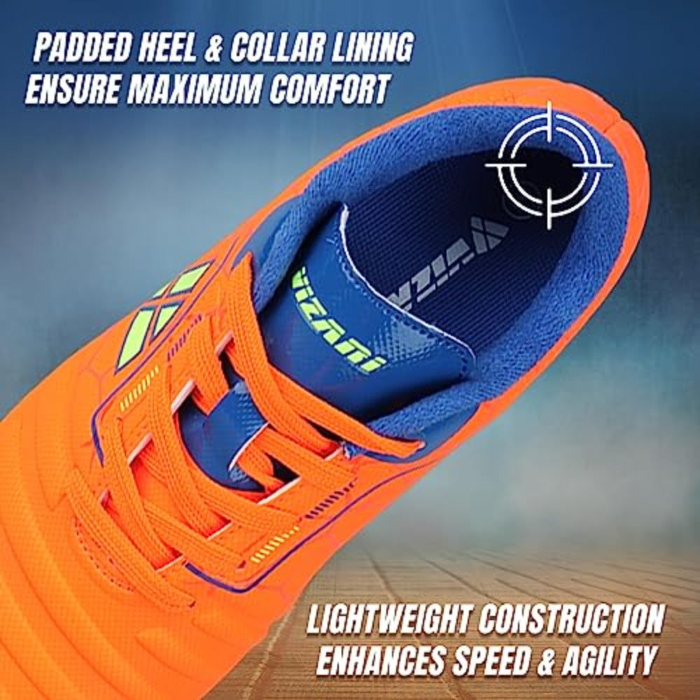 Catalina Junior Firm Ground Soccer Shoes-Orange/Royal/Lime