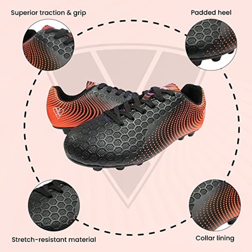 Stealth Firm Ground Soccer Shoes -Black/Orange - Vizari Sports