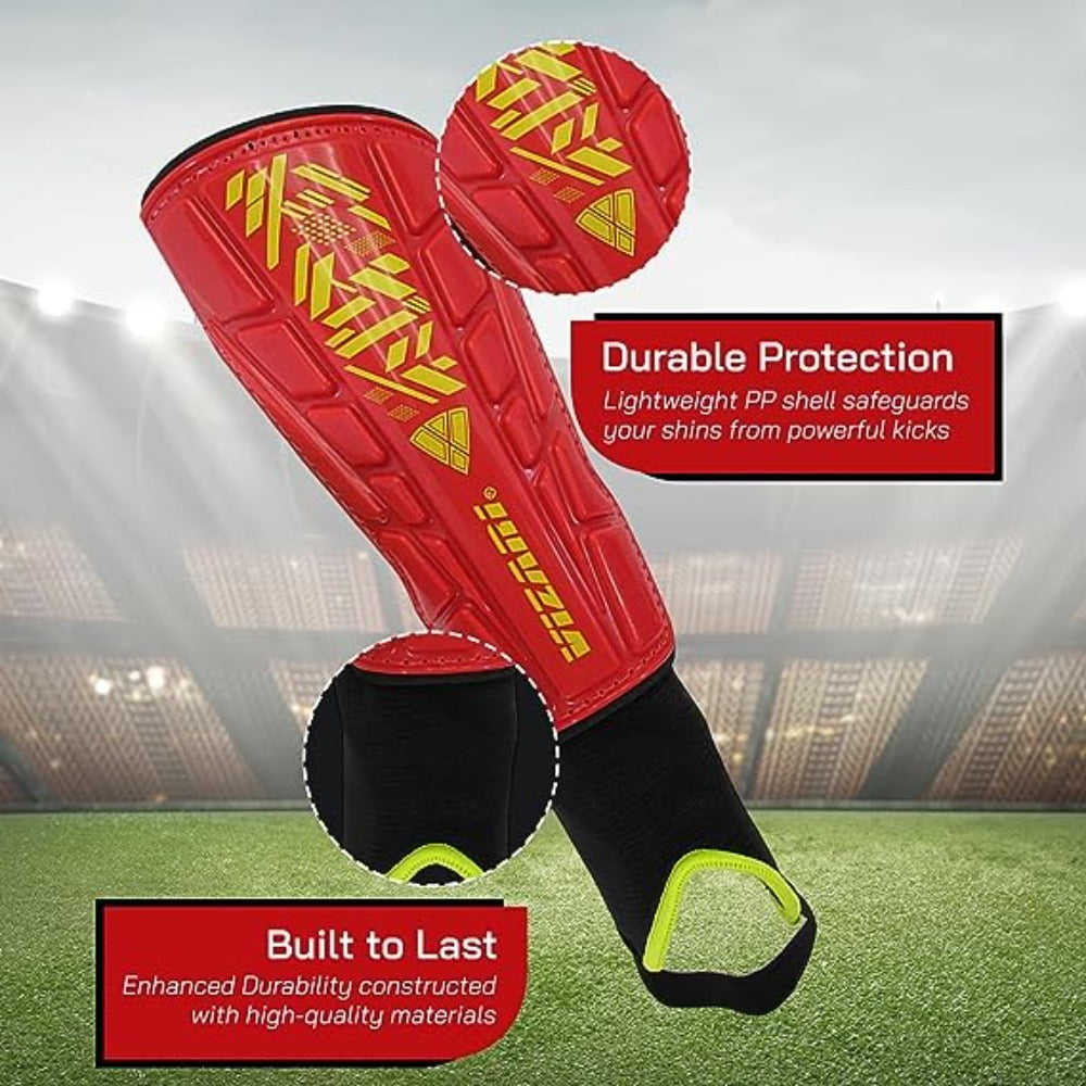 Malaga Soccer Shin Guard with Adjustable Straps-Red - Vizari Sports