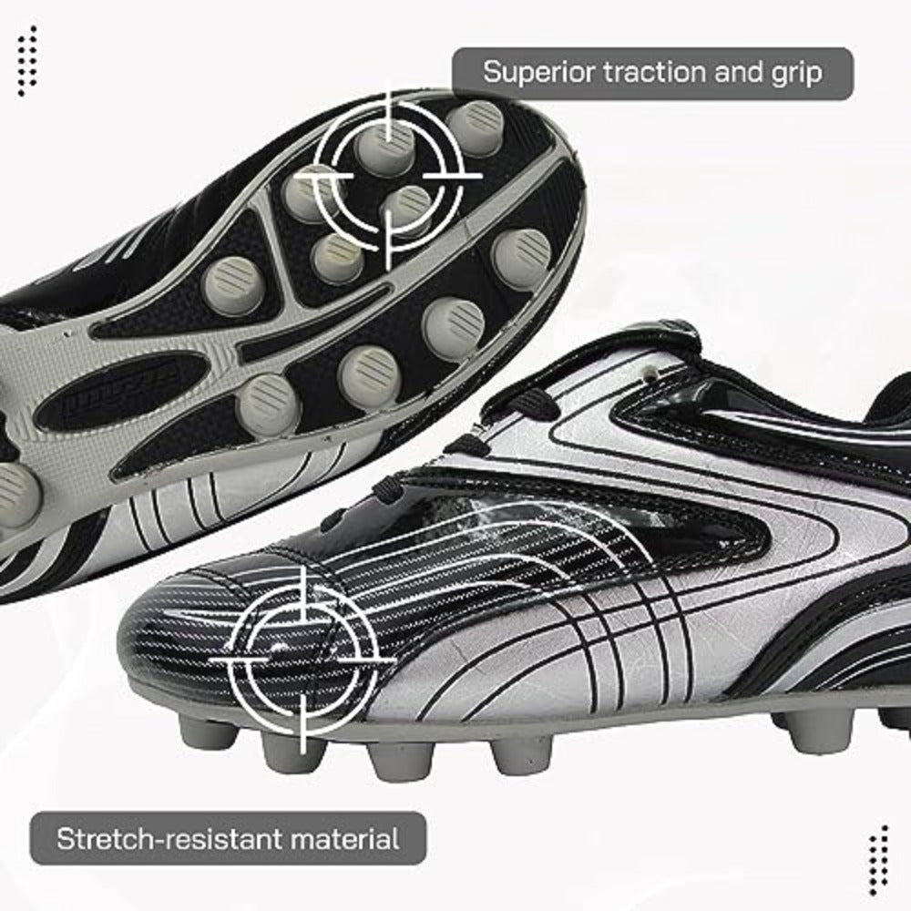 Striker Firm Ground Soccer Shoes -Black/Silver - Vizari Sports