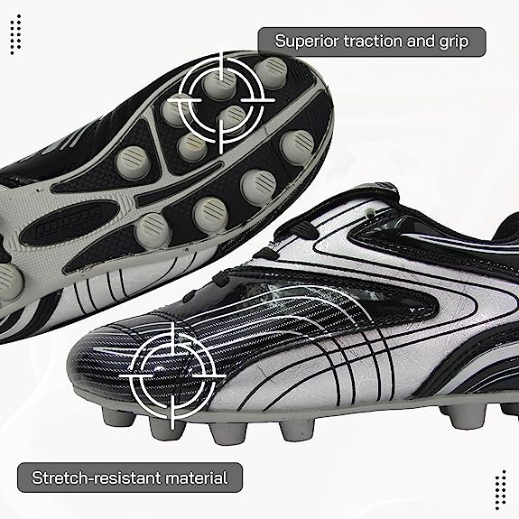 Youth Striker Firm Ground Soccer Shoes -Black/Silver - Vizari Sports