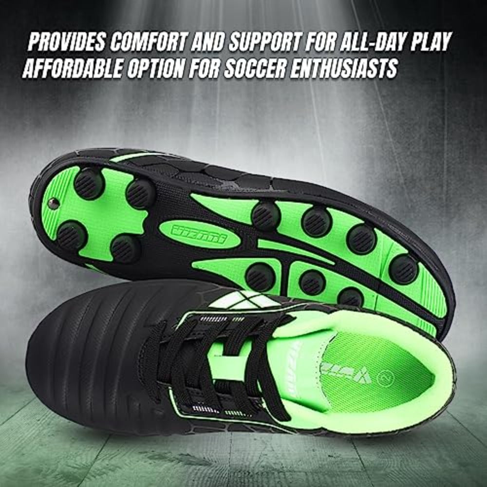 Catalina Junior Firm Ground Soccer Shoes-Black/Green/White