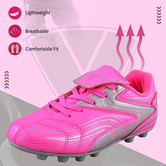 Striker Firm Ground Soccer Shoes -Pink/Silver - Vizari Sports