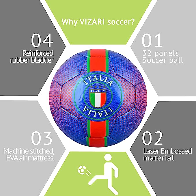 Y18 Italia Soccer Ball-Blue - Vizari Sports