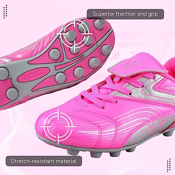 Striker Firm Ground Soccer Shoes - Pink/Silver