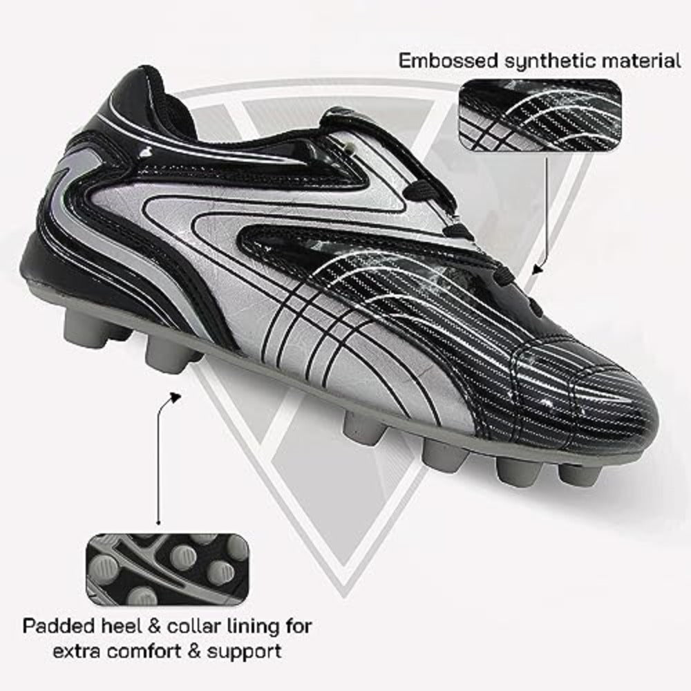 Striker Firm Ground Soccer Shoes -Black/Silver - Vizari Sports