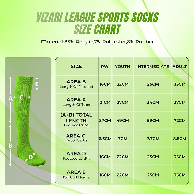 Vizari Sports League Soccer Sock - Neon Green