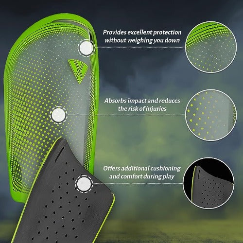 Atletico Soccer Shin Guard with Compression Pocket Sleeve - Green/Grey