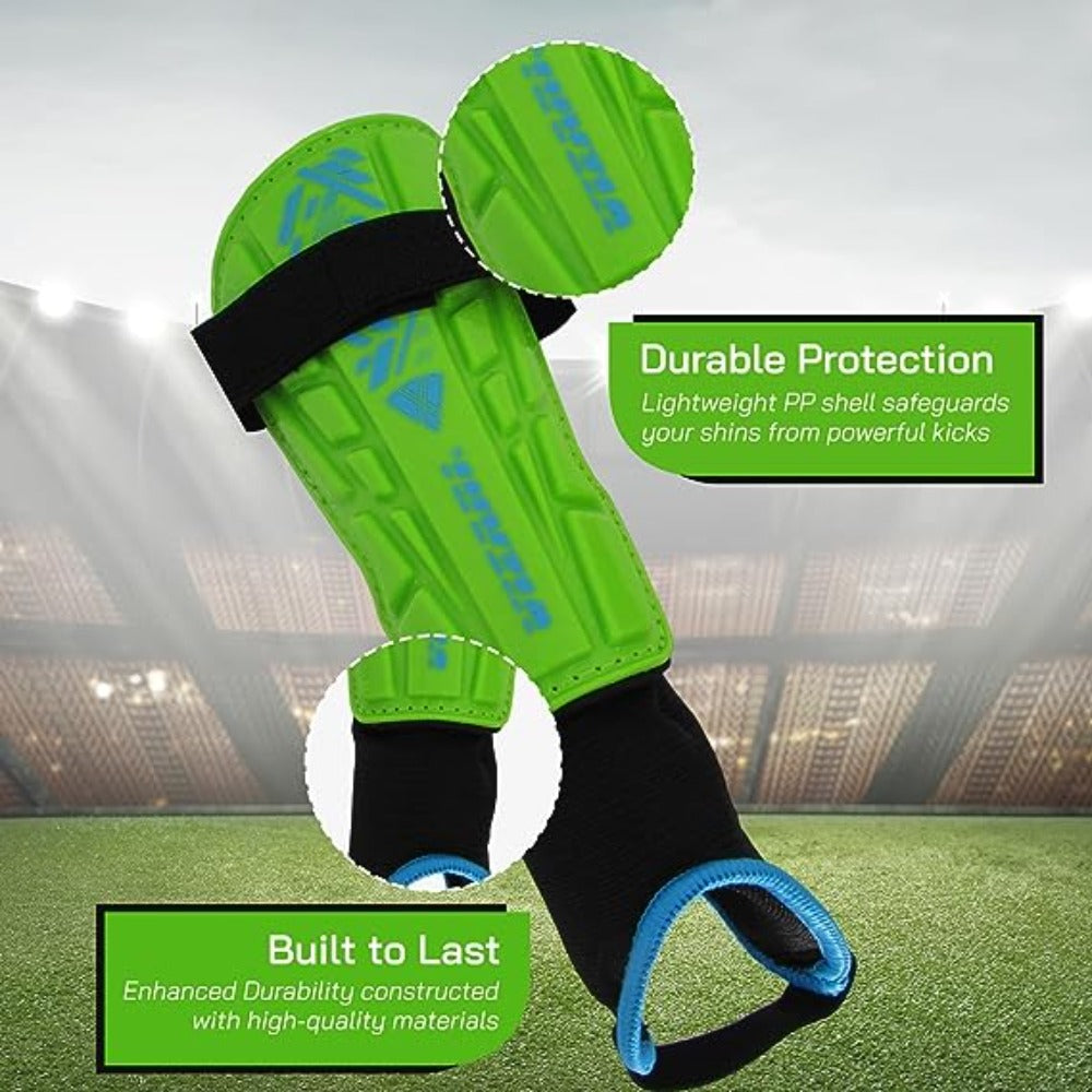 Malaga Soccer Shin Guard with Adjustable Straps-Green - Vizari Sports
