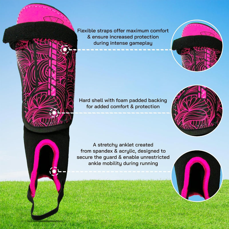 Vizari Cali Soccer Shin Guard with Ankle Protection – Pink/Black