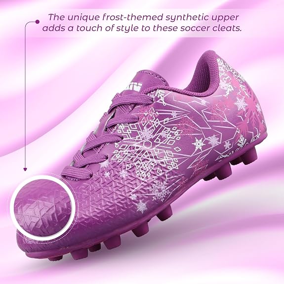 Vizari Frost 3 Youth Firm Ground Soccer Cleats for Natural Grass and Outdoor Play- Purple