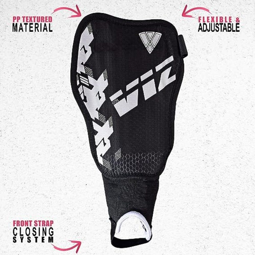 Vizari Napoli Soccer Shin Guards For Boys and Girls - Black/Silver