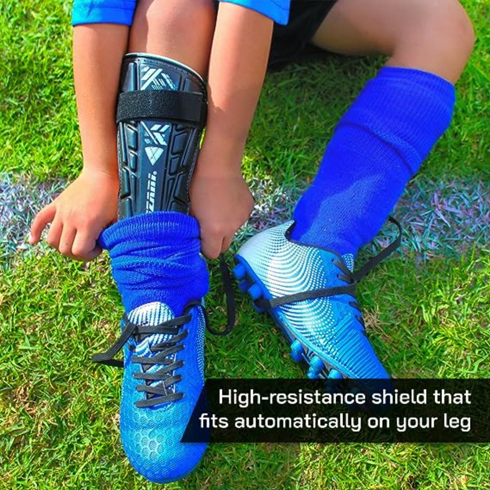 Malaga Soccer Shin Guard with Adjustable Straps-Black - Vizari Sports