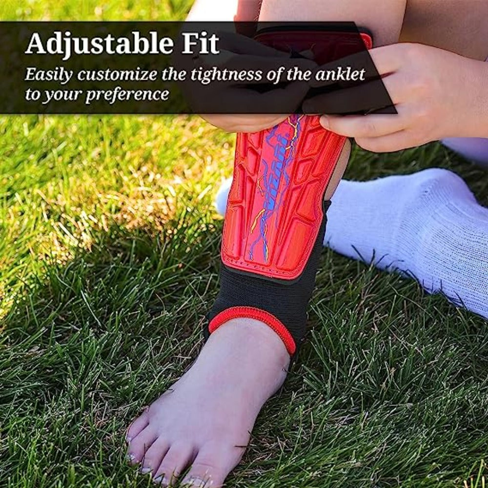 Zodiac Soccer Shin Guard with Detachable Ankle Protection-Red - Vizari Sports