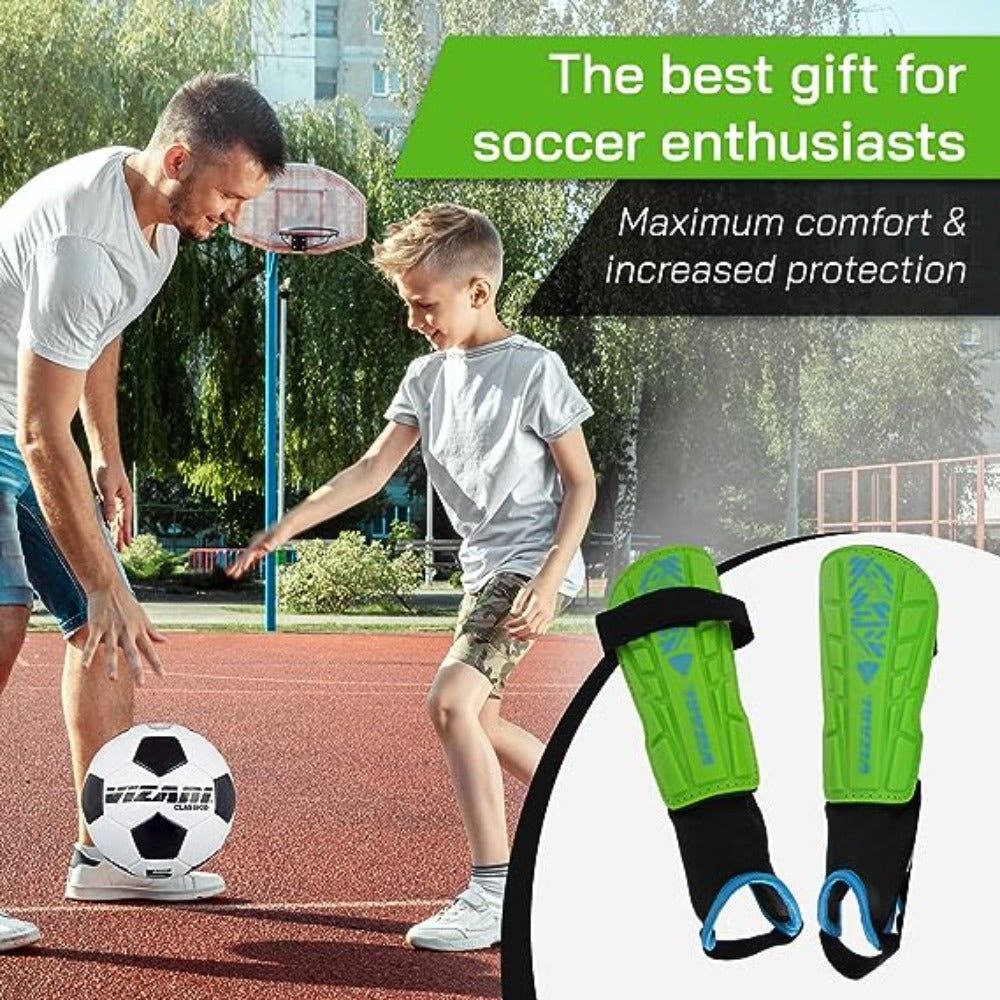 Malaga Soccer Shin Guard with Adjustable Straps-Green - Vizari Sports