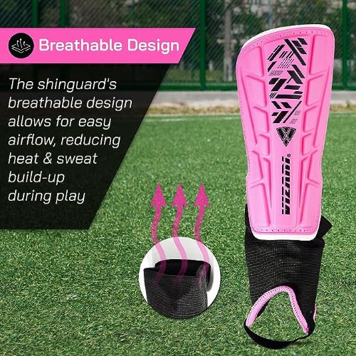 Malaga Soccer Shin Guard with Adjustable Straps-Pink - Vizari Sports