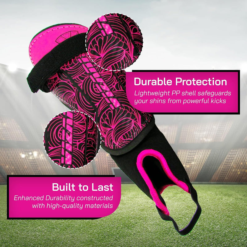 Vizari Cali Soccer Shin Guard with Ankle Protection – Pink/Black