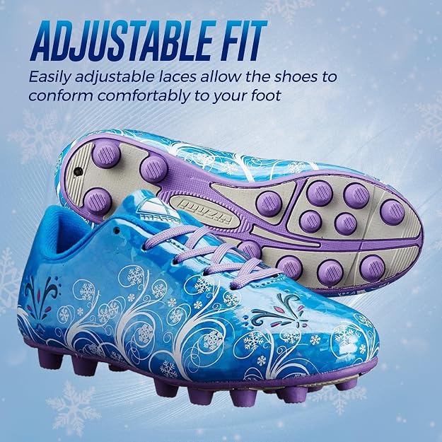 Vizari Frost Youth Firm Ground Soccer Cleats for Natural Grass and Outdoor Play - Blue/Purple