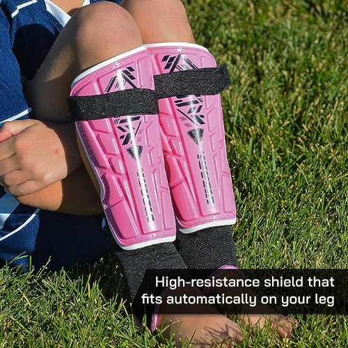 Malaga Soccer Shin Guard with Adjustable Straps-Pink - Vizari Sports
