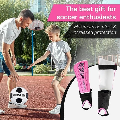 Malaga Soccer Shin Guard with Adjustable Straps-Pink - Vizari Sports