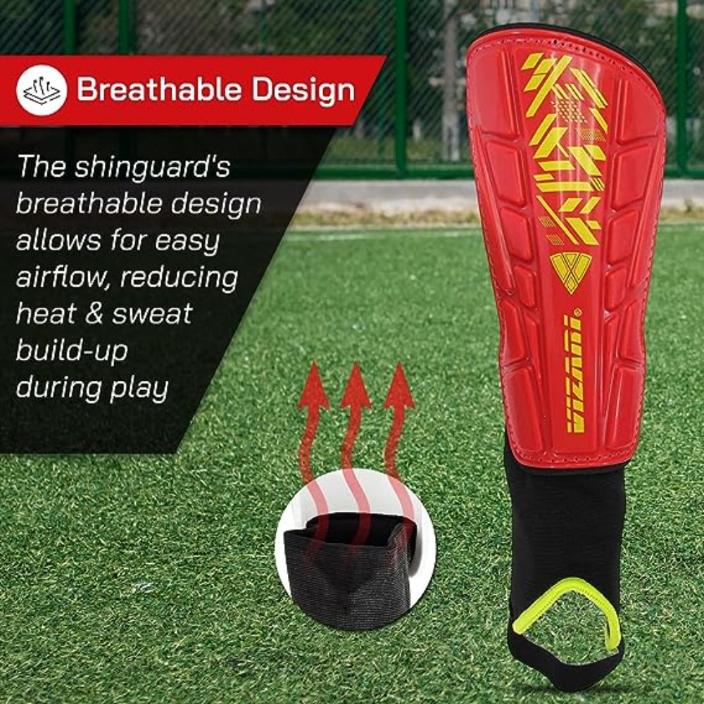 Malaga Soccer Shin Guard with Adjustable Straps-Red - Vizari Sports