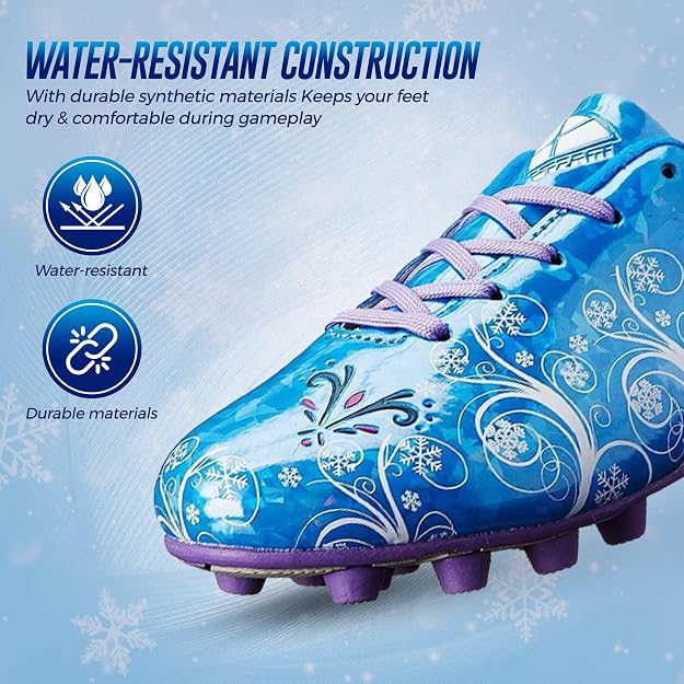 Vizari Frost Youth Firm Ground Soccer Cleats for Natural Grass and Outdoor Play - Blue/Purple