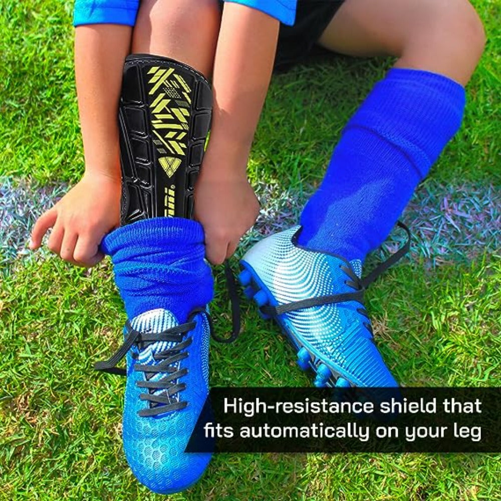 Malaga Soccer Shin Guard with Adjustable Straps-Black/Yellow - Vizari Sports