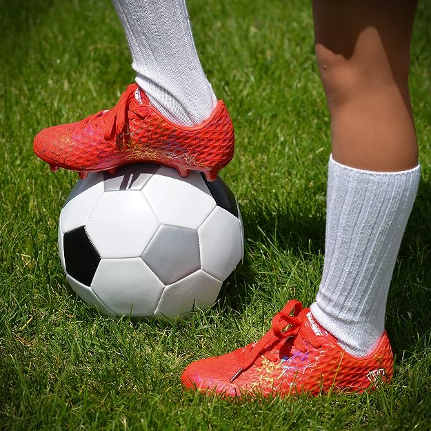 Vizari Zodiac Junior Kids Firm Ground (FG) Soccer Cleats -Red, Youth Sizes 8C