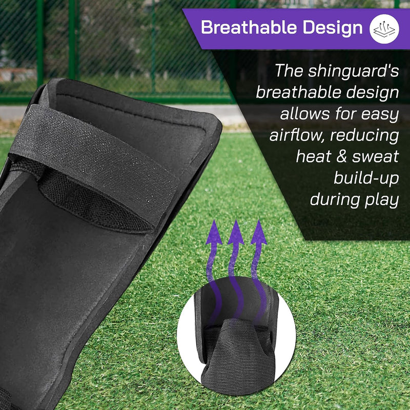 Vizari Malaga Soccer Shin Guards for Youth & Adults -Lightweight Ankle Protection – Purple/Green
