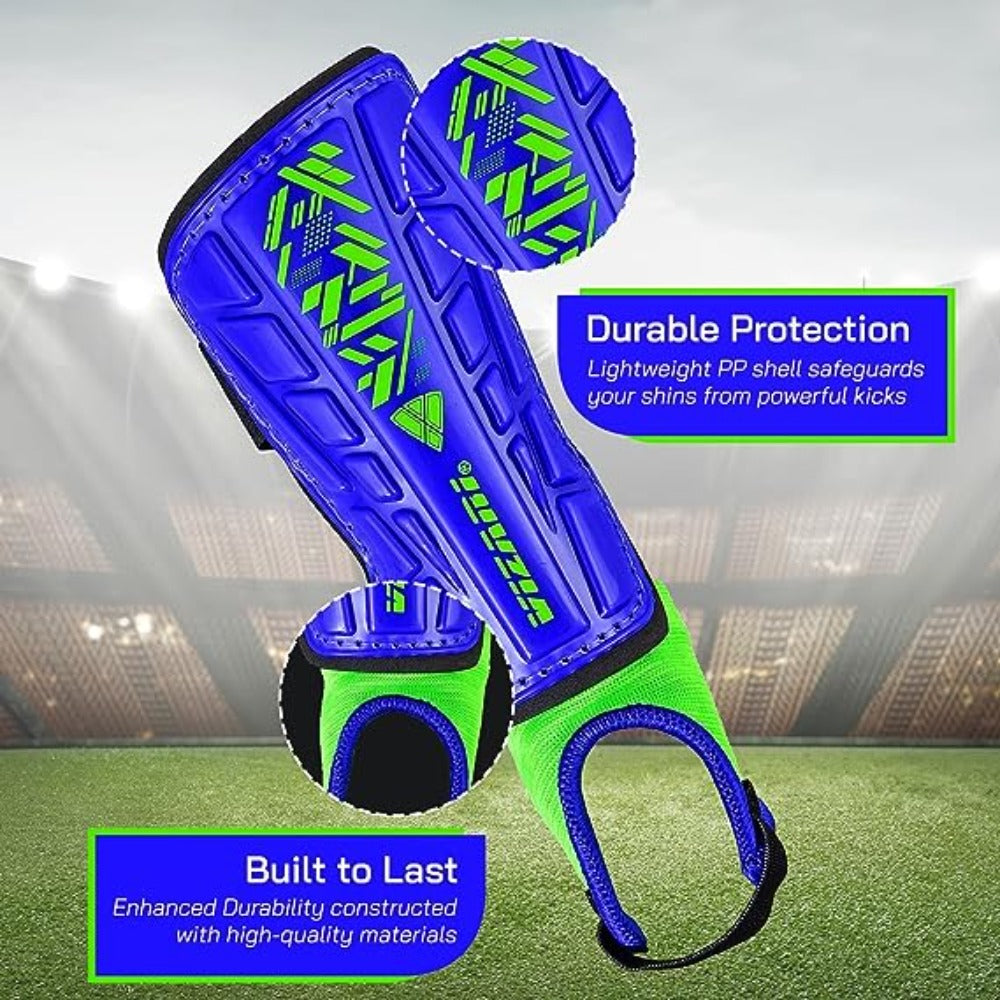 Malaga Soccer Shin Guard with Adjustable Straps-Blue/Green - Vizari Sports