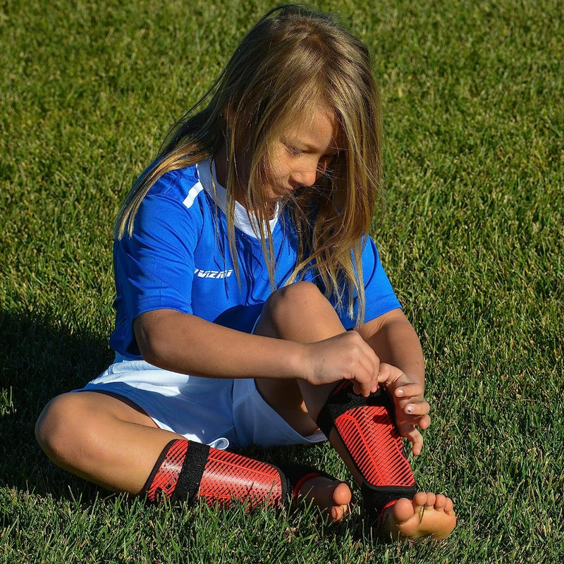 Matera Soccer Shin Guard with Ankle Protection-Red/Black - Vizari Sports