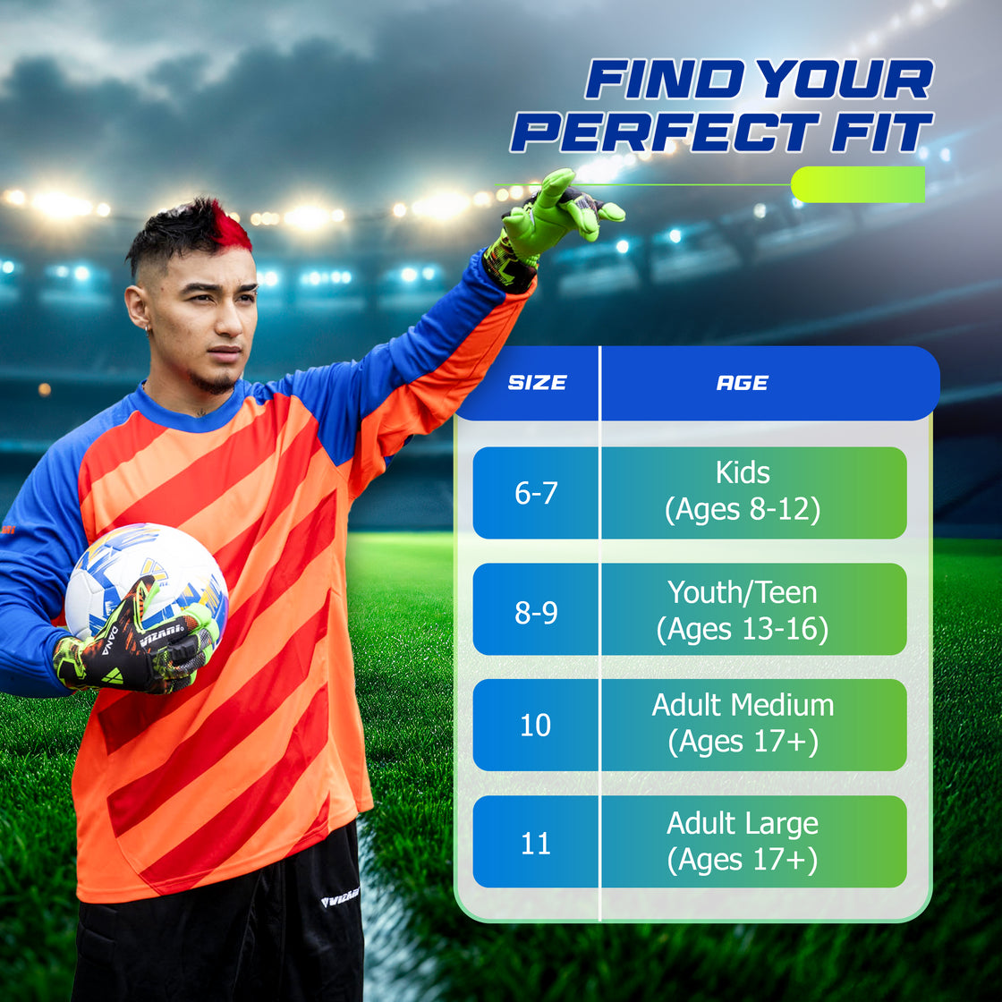 Dana Pro Goalkeeping Glove- Black/Green - Vizari Sports