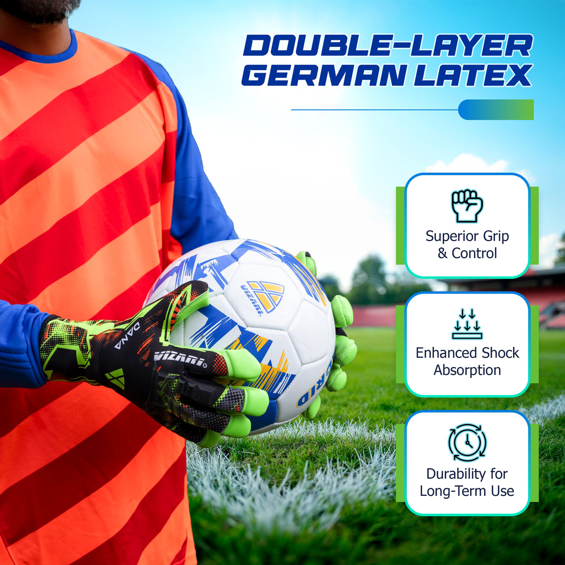 Dana Pro Goalkeeping Glove- Black/Green - Vizari Sports