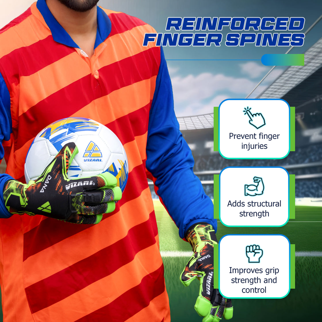 Dana Pro Goalkeeping Glove- Black/Green - Vizari Sports